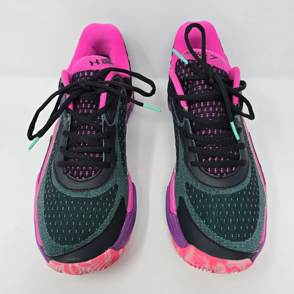 Under Armour Spawn 4 Basketball Shoes Black Pink Purple Mens 9 3028834-001